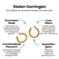 RVS Oorringen met Streepjes Motief &acirc;&euro;&ldquo; Goudkleurig 26x25mm -