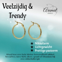Goudkleurige RVS Oorringen 23mm met Grieks Motief &acirc;&euro;&ldquo; Versace Style -