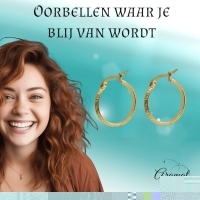Goudkleurige RVS Oorringen 23mm met Grieks Motief &acirc;&euro;&ldquo; Versace Style -