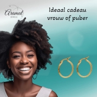 Goudkleurige RVS Oorringen 23mm met Grieks Motief &acirc;&euro;&ldquo; Versace Style -