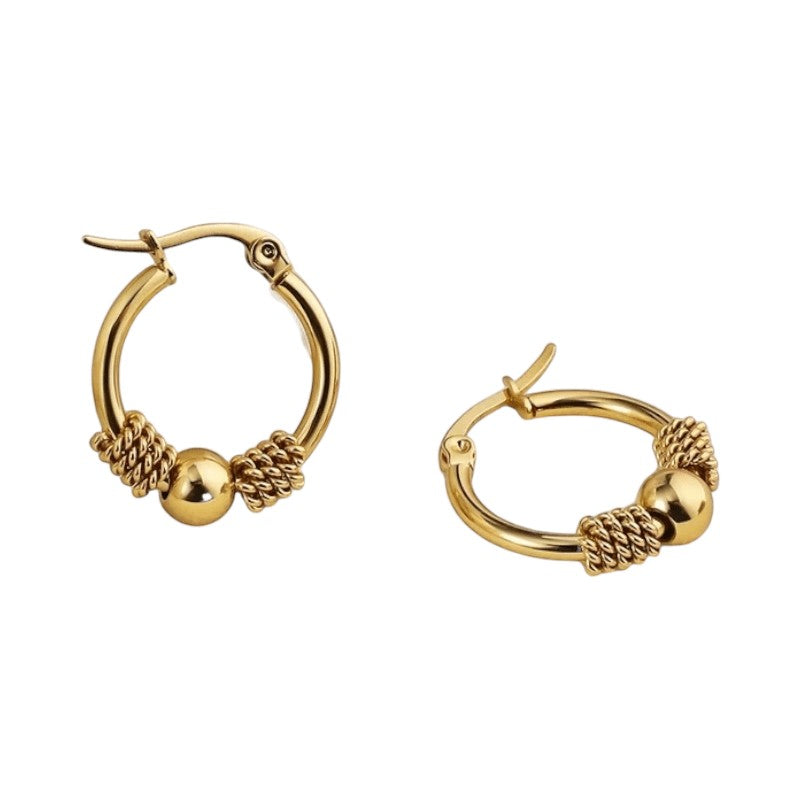 Goudkleurige RVS Bali Oorringetjes 23x22mm &acirc;&euro;&ldquo; Kleine Hoops voor Dames -
