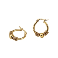 Goudkleurige RVS Bali Oorringetjes 23x22mm &acirc;&euro;&ldquo; Kleine Hoops voor Dames -