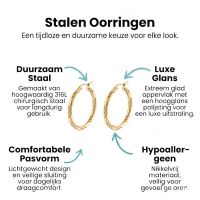 RVS Oorringen Gedraaid 30mm &acirc;&euro;&ldquo; Goudkleurige Oorringen met Twisted Motief -