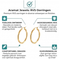 RVS Oorringen Gedraaid 30mm &acirc;&euro;&ldquo; Goudkleurige Oorringen met Twisted Motief -