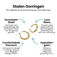 RVS Oorringen Bone-structuur 25mm &acirc;&euro;&ldquo; Goudkleurig & Trendy -