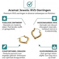 Goudkleurige RVS Oorringen met Streepjes &acirc;&euro;&ldquo; 22x20mm -
