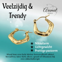 Kleine RVS Oorringen met Streepjesmotief &acirc;&euro;&ldquo; 20mm Goudkleurig -