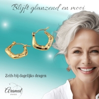 Kleine RVS Oorringen met Streepjesmotief &acirc;&euro;&ldquo; 20mm Goudkleurig -