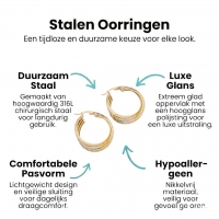 Triple Oorringen met Grieks Motief 35mm &acirc;&euro;&ldquo; Bicolor Stainless Steel -