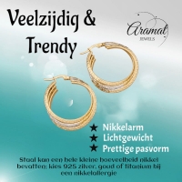 Triple Oorringen met Grieks Motief 35mm &acirc;&euro;&ldquo; Bicolor Stainless Steel -