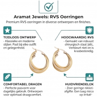Bicolor Triple Oorringen 35mm &acirc;&euro;&ldquo; Ruitjesmotief & Stainless Steel -