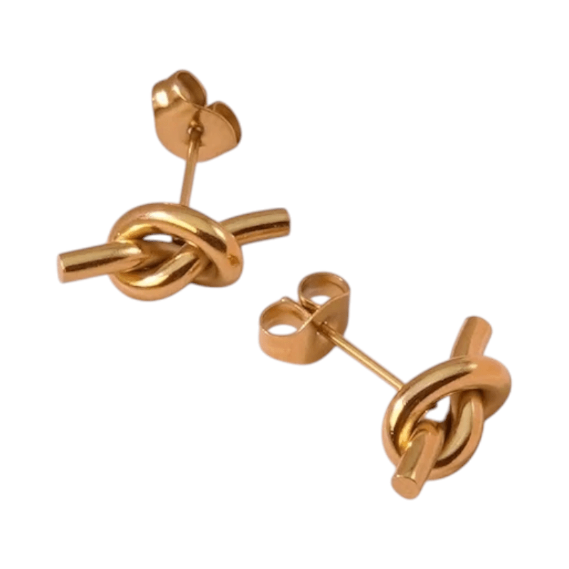 Goudkleurige Oorstekers met Knoop &acirc;&euro;&ldquo; 14x5,5mm RVS -