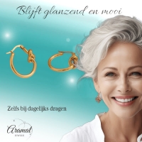 Ronde Oorringen met Knoop 25mm &acirc;&euro;&ldquo; Goudkleurig Stainless Steel -