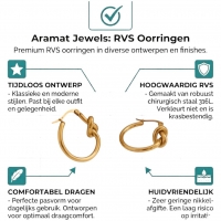 Ronde Oorringen met Knoop 25mm &acirc;&euro;&ldquo; Goudkleurig Stainless Steel -