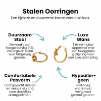 Ronde Oorringen met Knoop 25mm &acirc;&euro;&ldquo; Goudkleurig Stainless Steel -