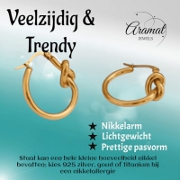 Ronde Oorringen met Knoop 25mm &acirc;&euro;&ldquo; Goudkleurig Stainless Steel -