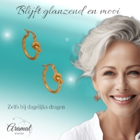 Ronde Oorringen 20x22mm met Knoop &acirc;&euro;&ldquo; Goudkleurig RVS -
