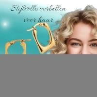 Rechthoekige Oorringen 23x16mm &acirc;&euro;&ldquo; Goudkleurig RVS &acirc;&euro;&ldquo; Gladde Fini
