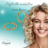 Goudkleurige Ronde Oorringen 35mm &acirc;&euro;&ldquo; Bolletjes &acirc;&euro;&ldquo; RVS -