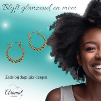 Goudkleurige Ronde Oorringen 18mm &acirc;&euro;&ldquo; Bolletjesmotief &acirc;&euro;&ldquo; RVS -