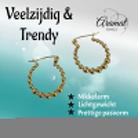 Goudkleurige Ronde Oorringen 18mm &acirc;&euro;&ldquo; Bolletjesmotief &acirc;&euro;&ldquo; RVS -
