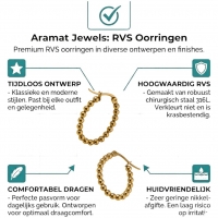Goudkleurige Ovale Oorringen 25x20mm &acirc;&euro;&ldquo; Bolletjesdesign &acirc;&euro;&ldquo; RVS -