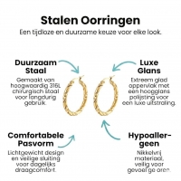 Gedraaide Goudkleurige Oorringen 35mm &acirc;&euro;&ldquo; Swirl Design &acirc;&euro;&ldquo; RVS -