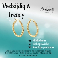 Gedraaide Goudkleurige Oorringen 35mm &acirc;&euro;&ldquo; Swirl Design &acirc;&euro;&ldquo; RVS -