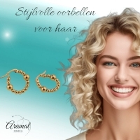 Goudkleurige Oorringen 21mm &acirc;&euro;&ldquo; Bolletjesmotief &acirc;&euro;&ldquo; Stainless Stee