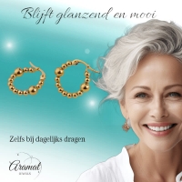 Goudkleurige Oorringen 21mm &acirc;&euro;&ldquo; Bolletjesmotief &acirc;&euro;&ldquo; Stainless Stee