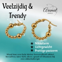 Goudkleurige Oorringen 21mm &acirc;&euro;&ldquo; Bolletjesmotief &acirc;&euro;&ldquo; Stainless Stee