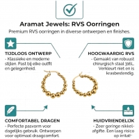 Goudkleurige Ronde Oorringen 25mm &acirc;&euro;&ldquo; Bolletjesmotief &acirc;&euro;&ldquo; RVS -