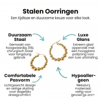 Goudkleurige Ronde Oorringen 25mm &acirc;&euro;&ldquo; Bolletjesmotief &acirc;&euro;&ldquo; RVS -