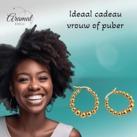 Goudkleurige Ronde Oorringen 25mm &acirc;&euro;&ldquo; Bolletjesmotief &acirc;&euro;&ldquo; RVS -