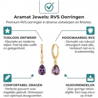 Goudkleurige Mini Oorringetjes Meisje &acirc;&euro;&ldquo; Paarse Zirkonia &acirc;&euro;&ldquo; 10mm
