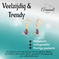 Goudkleurige Mini Oorringetjes Meisje &acirc;&euro;&ldquo; Paarse Zirkonia &acirc;&euro;&ldquo; 10mm