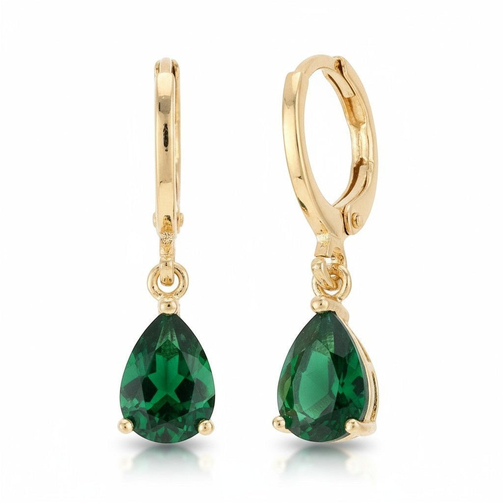 Goudkleurige Mini Oorringetjes Meisje &acirc;&euro;&ldquo; Groene Zirkonia &acirc;&euro;&ldquo; 10mm