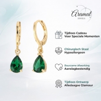 Goudkleurige Mini Oorringetjes Meisje &acirc;&euro;&ldquo; Groene Zirkonia &acirc;&euro;&ldquo; 10mm