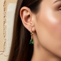 Goudkleurige Mini Oorringetjes Meisje &acirc;&euro;&ldquo; Groene Zirkonia &acirc;&euro;&ldquo; 10mm