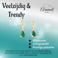 Goudkleurige Mini Oorringetjes Meisje &acirc;&euro;&ldquo; Groene Zirkonia &acirc;&euro;&ldquo; 10mm
