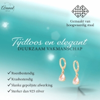 Goudkleurige Mini Oorringetjes Meisje &acirc;&euro;&ldquo; Roze Druppel Zirkonia &acirc;&euro;&ldquo
