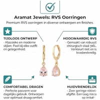 Goudkleurige Mini Oorringetjes Meisje &acirc;&euro;&ldquo; Roze Druppel Zirkonia &acirc;&euro;&ldquo