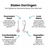 Mini Oorringetjes Meisje &acirc;&euro;&ldquo; Roze Zirkonia &acirc;&euro;&ldquo; 10mm -