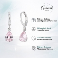 Mini Oorringetjes Meisje &acirc;&euro;&ldquo; Roze Zirkonia &acirc;&euro;&ldquo; 10mm -