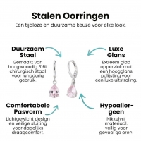 Mini Oorringetjes Meisje &acirc;&euro;&ldquo; Roze Zirkonia &acirc;&euro;&ldquo; 10mm -