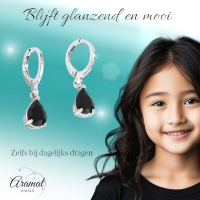 Mini Oorringetjes Meisje &acirc;&euro;&ldquo; Zwart Zirkonia &acirc;&euro;&ldquo; 10mm -