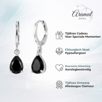 Mini Oorringetjes Meisje &acirc;&euro;&ldquo; Zwart Zirkonia &acirc;&euro;&ldquo; 10mm -
