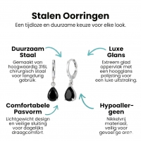 Mini Oorringetjes Meisje &acirc;&euro;&ldquo; Zwart Zirkonia &acirc;&euro;&ldquo; 10mm -