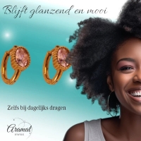Mini Oorringen Goudkleurig &acirc;&euro;&ldquo; Roze Zirkonia &acirc;&euro;&ldquo; 15mm -