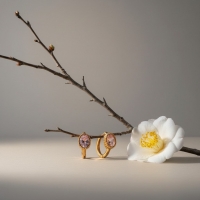 Mini Oorringen Goudkleurig &acirc;&euro;&ldquo; Roze Zirkonia &acirc;&euro;&ldquo; 15mm -